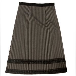 Vintage black pinstriped lace midi skirt Medium